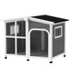 Cabin-Style Wooden Dog House for Large Dogs with Openable Roof & Giant Window, Dark Gray