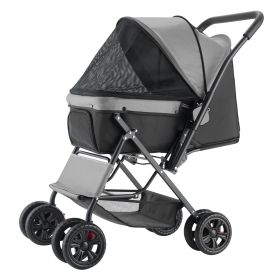 VEVOR Pet Stroller, 44 lbs Weight Capacity, Foldable Dog Stroller Cart, 4 Wheels Stroller with Mesh Windows & Revrsible Handle