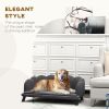 Comfortable Large Dog Couch Charcoal Gray with Foam Cushioning and Extra Pillow for Medium and Large Dogs