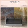 Wicker Dog House Outdoor Canopy Rattan Bed Water-resistant Cushion Gray