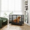 48" Heavy Duty Dog Crate Metal Cage Kennel with Lockable Wheels, Double Door and Removable Tray, gray