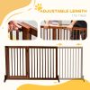 Freestanding Length Adjustable Wooden Pet Gate with Lockable Door 3 Panels, Brown