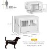 Wooden Dog Crate End Table, White, Triple Doors, Steel Tubes, for Small Dogs