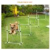 Dog Agility Training Equipment, 4 Piece Set with Adjustable Height Jump Bars, White