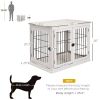 26" Wooden Dog Cage Dog Crate Furniture, Indoor Dog Kennel, Dog Cage End Table with 2 Lockable Doors Entrance & Top Shelf, White