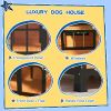 PawHut Outside Cabin-Style Wooden Dog House for Large Dogs with Openable Roof & Giant Window, Outdoor & Indoor Big Dog House, Asphalt Roof, Yellow