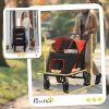 Pet Stroller Dog Carriage One Click Fold with Universal Front Wheels Shock Absorber Brakes Storage Bags Mesh Window