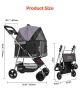VEVOR Pet Stroller, 35 lbs Weight Capacity, Foldable Dog Stroller Cart, 4 Wheels Cats Pram with Detachable Carrier & Mesh Windows, Portable Animal Car