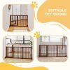 Freestanding Length Adjustable Wooden Pet Gate with Lockable Door 3 Panels, Brown
