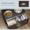Large Elevated Dog Bowls with Storage Drawer Containing 21L Capacity Raised Dog Feeding Station with 2 Stainless Steel Bowls Brown
