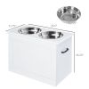 White Raised Pet Dining Station with Food Storage and Steel Bowls for Big Pups