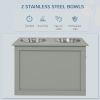 Raised Dog Feeding Station with 2 Stainless Steel Bowls and Storage for Large Dogs and Other Large Pets Gray