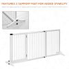 Freestanding Pet Gate Adjustable Wooden Dog Barrier 3 Panel Safety Fence w Lockable Door White 44.5-65.25x14.25x28