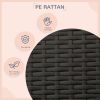 Wicker Dog Bed Outdoor Elevated with Rattan Canopy Cushioned PE Rattan Dog Cat House Sleeping Pad Cream