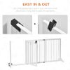 Freestanding Pet Gate Adjustable Wooden Dog Barrier 3 Panel Safety Fence w Lockable Door White 44.5-65.25x14.25x28