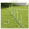 4 Pieces Dog Agility Training Equipment Set with Weave Poles, Spray Water Tube, Whistle, Carry Bag, White
