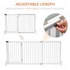 Freestanding Pet Gate Adjustable Wooden Dog Barrier 3 Panel Safety Fence w Lockable Door White 44.5-65.25x14.25x28