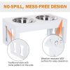 23" Dog Bone Wooden Elevated Dog Bowl Feeding Station, White