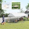Outdoor Dog Kennel w/ Adjustable & Rotatable Bowl Rack, Waterproof UV-Resistant Cover, Secure Lock, 19.7' x 7.5' x 7.5'