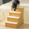 Pet Stairs, Small Pet Steps with Cushioned Removable Covering for Dogs Up To 22 lbs, Natural