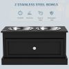 Elevated Dog Bowls with Storage Drawer, Raised Dog Bowl Stand Pet Food Bowl Dog Feeding Station, Black
