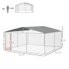 Outdoor Dog Kennel Galvanized Steel Fence with Cover Secure Lock Mesh Sidewalls for Backyard 15' x 15' x 7.5'