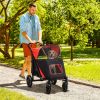 Pet Stroller Dog Carriage One Click Fold with Universal Front Wheels Shock Absorber Brakes Storage Bags Mesh Window
