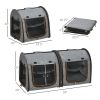 39" Portable Twin Compartment Show House Cage/Condo, Soft-Sided Pet kennel, Dual Compartment, Soft Cushions & Storage Bag, Gray