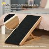 Foldable Pet Ramp with Non-slip Carpet Height Adjustable Pine Wood for Dogs Cats Black