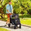 Pet Stroller Dog Carriage One Click Fold with Universal Front Wheels Shock Absorber Brakes Storage Bags Mesh Window.