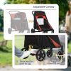 Pet Stroller Dog Carriage One Click Fold with Universal Front Wheels Shock Absorber Brakes Storage Bags Mesh Window