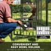 Welded Wire Outdoor Dog Kennel with 360° Rotating & 4 Levels Adjustable Bowls, Waterproof Cover, 3.9' x 3.9' x 6