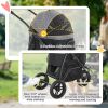 3 in 1 Pet Jogging Stroller for Small Dogs with Detachable Carrier, Storage Basket, Gray