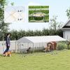 Outdoor Dog Kennel with Adjustable & Rotatable Bowl Rack, Waterproof Cover, Secure Lock, 19.7' x 7.5' x 5.2'