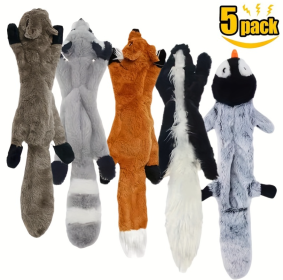 5 Pack Dog Squeaky Toys Pet Crinkle Toy No Stuffing Animals Soft Plush Dog Chew Toys For Medium And Large Dogs (Option: 5pack)