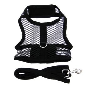 Cool Mesh Dog Harness with Leash (Color: Solid Black, size: X-Small)