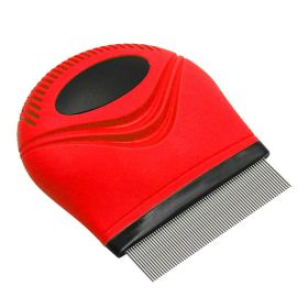 Pet Life 'Grazer' Handheld Travel Grooming Dog Flea and Tick Comb. (Color: Red)