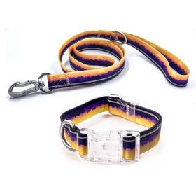 Adjustable High - quality Reflective print leash set  Durable Waterproof No - tangle Night walks Morning jogs Camping adventures Beach outings (Color: dusk, size: S)