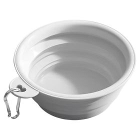 Macaron Color Portable Foldable Travel Bowl for Dogs Lightweight Space-Saving Pet Feeding Drinking Outdoor Use 350ml (Color: Gray)