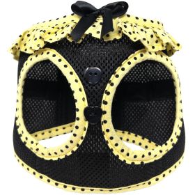 American River Choke Free Dog Harness Polka Dot Collection (Color: Yellow and Black Polka Dot, size: large)