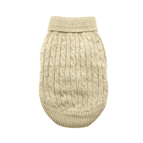 Combed Cotton Cable Knit Dog Sweater (Color: Oatmeal, size: medium)