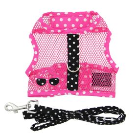 Cool Mesh Dog Harness Under the Sea Collection (Color: Sunglasses Pink and Black Polka Dot, size: large)