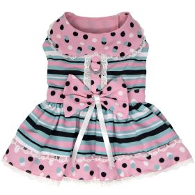 Dots & Stripes Harness Dress (Color: Pink & Teal, size: large)