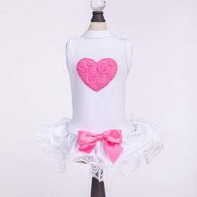 Puff Heart Lace Dog Dress (Color: Hot Pink, size: LG)