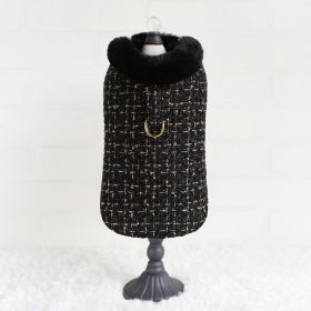Chantel Tweed Dog Coat (Color: Black, size: SM)
