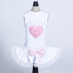 Puff Heart Lace Dog Dress (Color: Pink, size: LG)