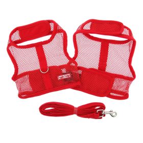 Cool Mesh Dog Harness with Leash (Color: Solid Red, size: small)