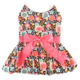 Blooming Blue and Peach Floral Dog Dress (size: medium)